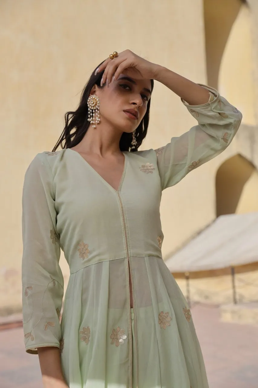 Pista green gota patti work anarkali set