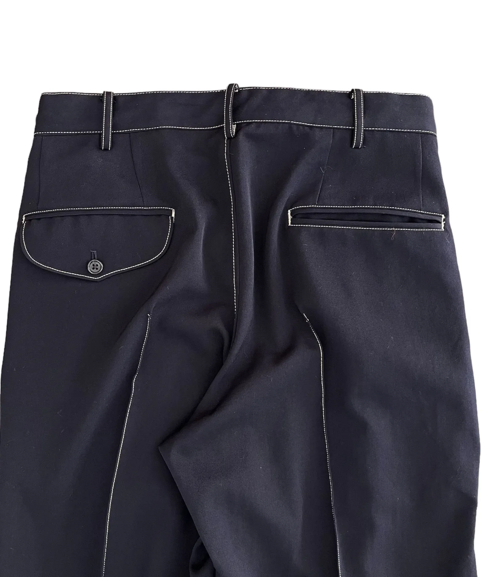 Pleat-detail pants "NAVY"