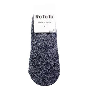 RoToTo - Low Gauge Linen Foot Cover Invisible Socks - Navy / White