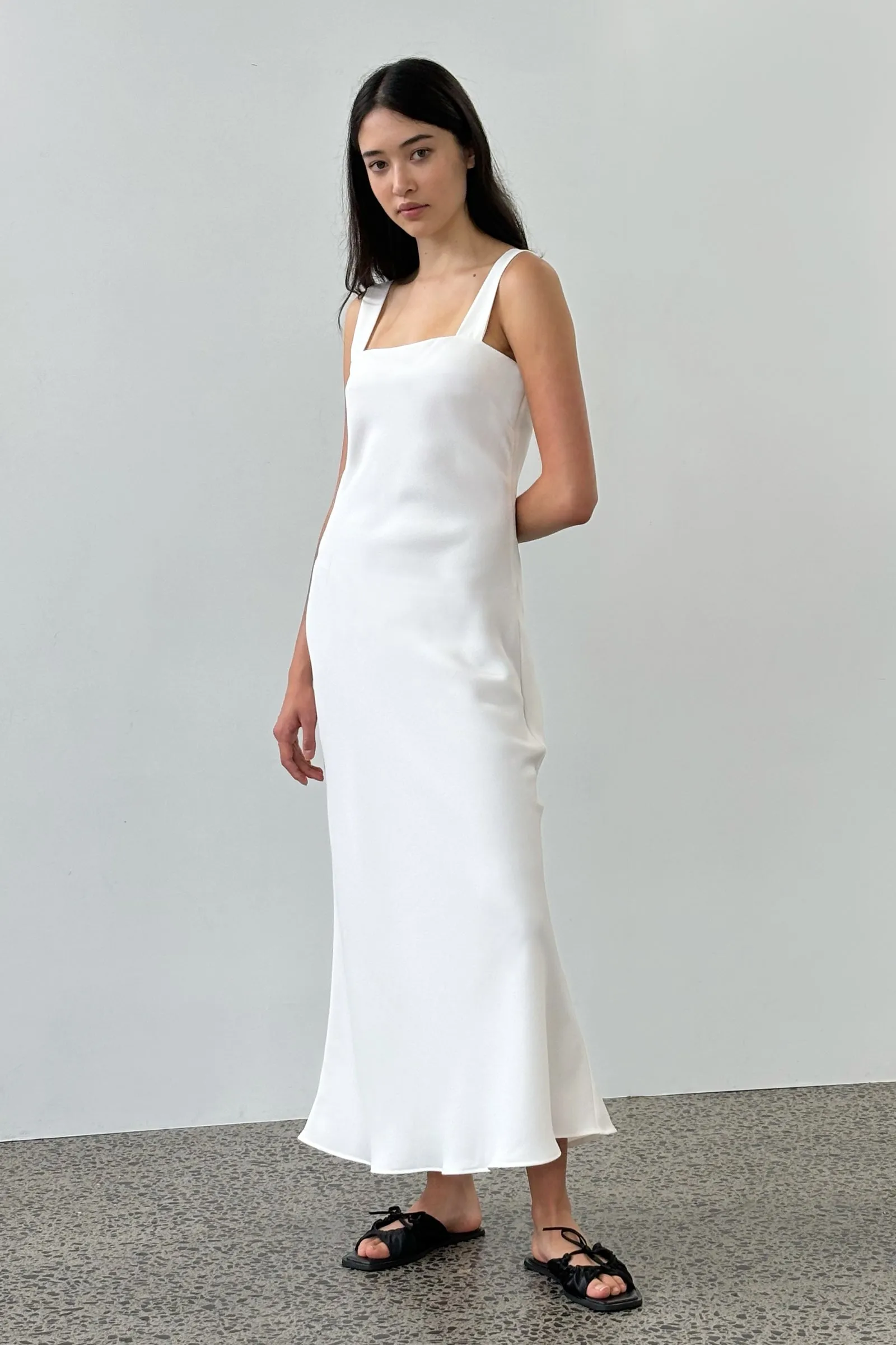 Sculpted Slip Dress in Ivory