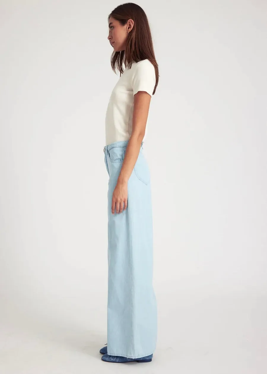 SPRWMN Light Blue Chambray Wide Leg Pants