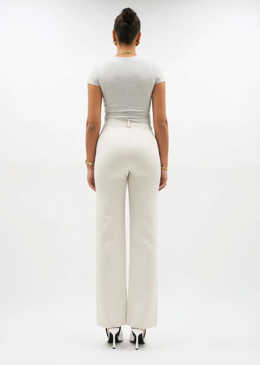 Straight leg pants met pressfold crème (TALL)