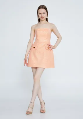 Strapless peach dress