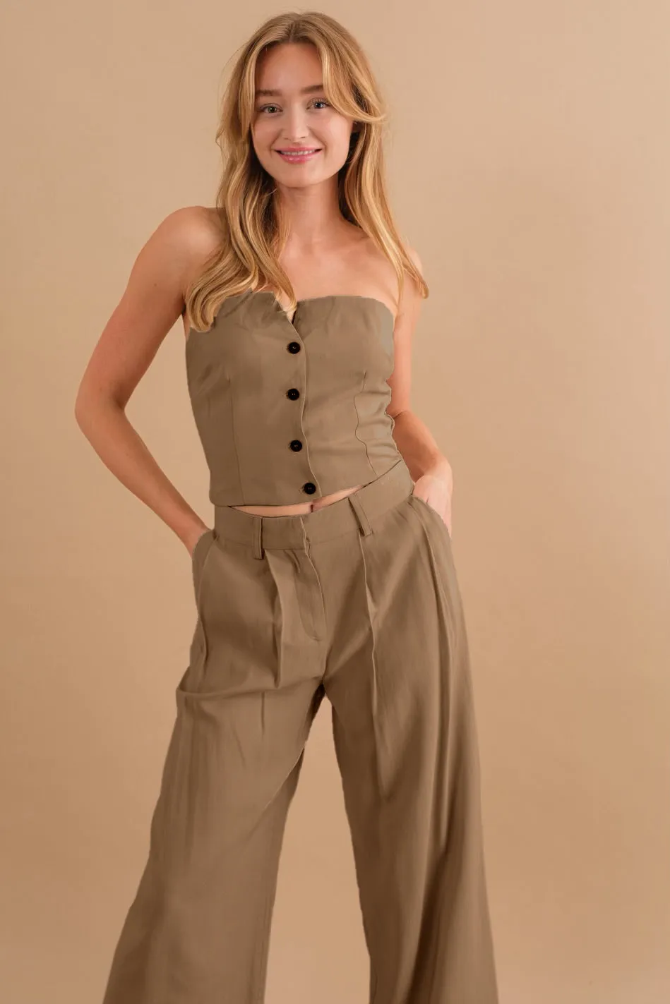 Two-Piece Strapless Top & Pant Set