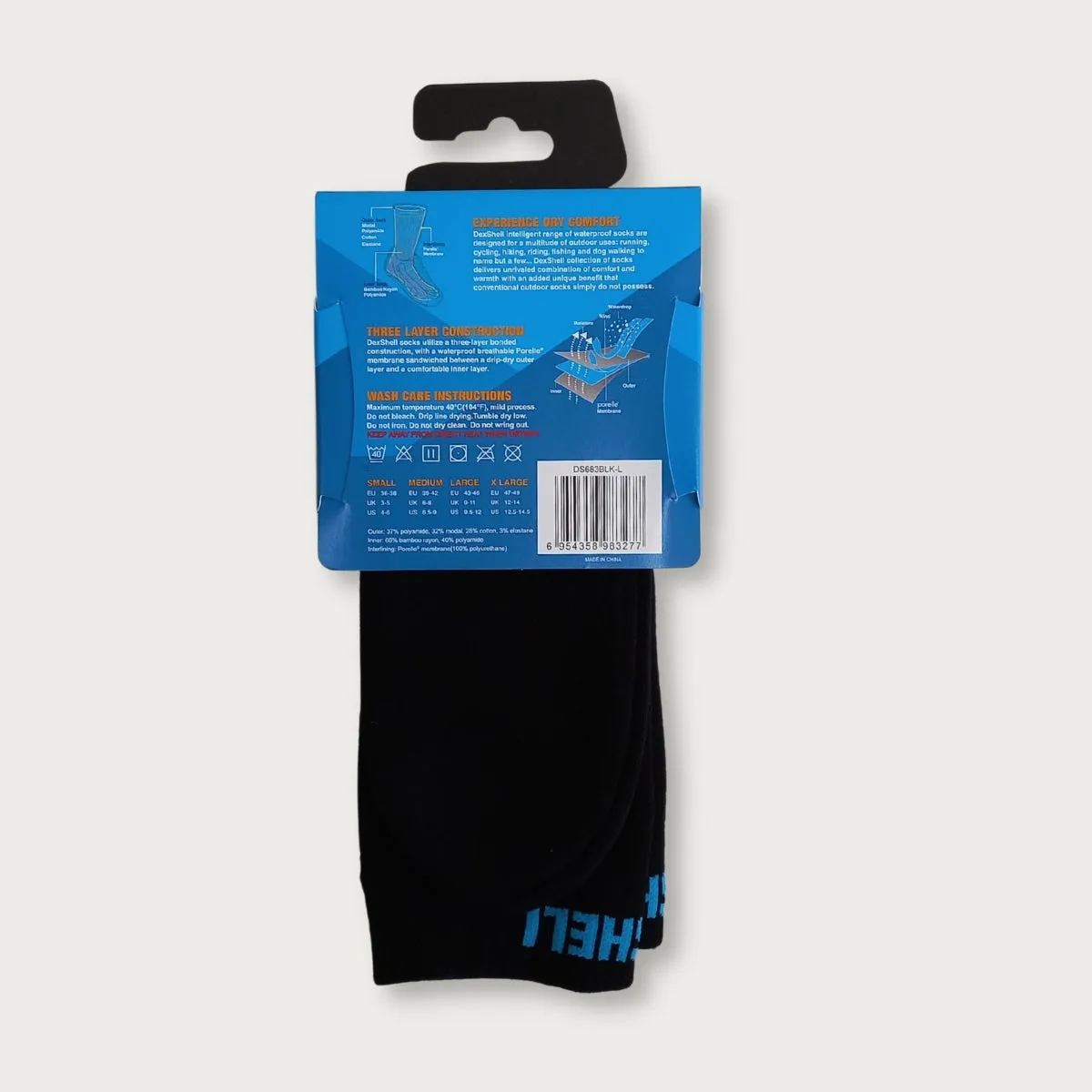 Ultra-Thin Waterproof Sock - Crew - Black