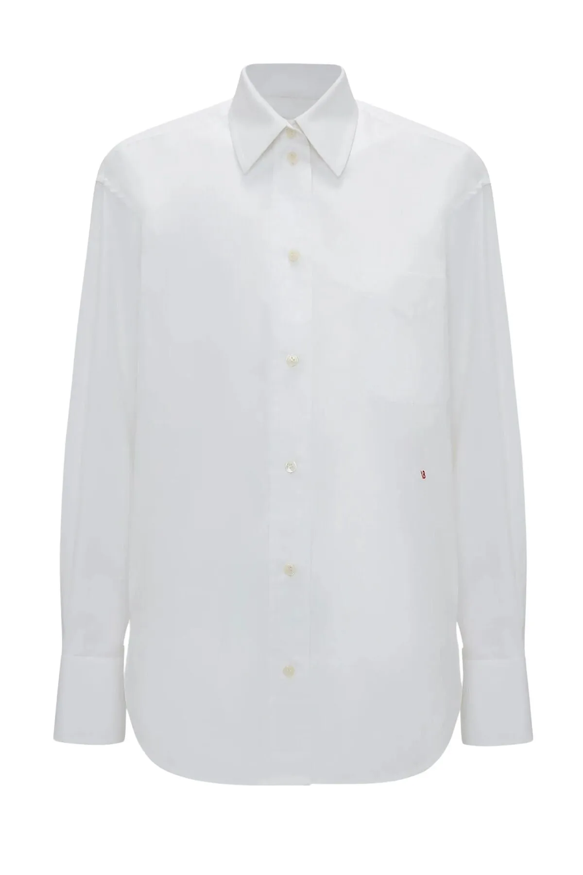 Victoria Beckham Cuff Detail Oversized Cotton Shirt - White