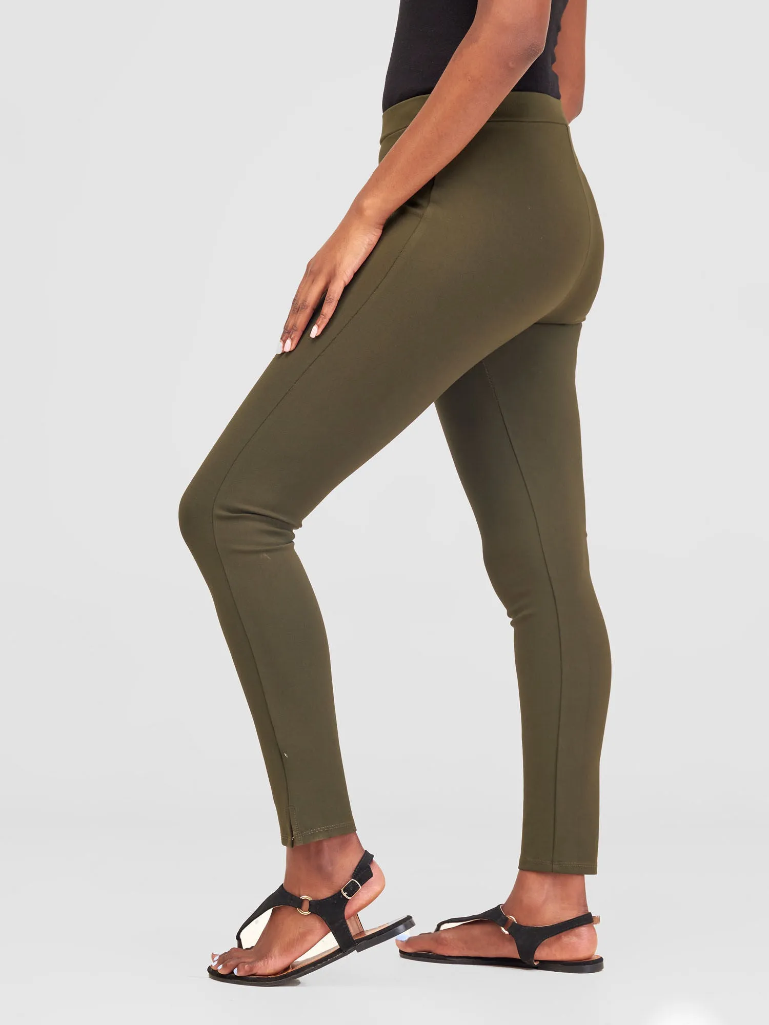 Vivo Faraji Side Slit Leisure Pants - Hunters Green