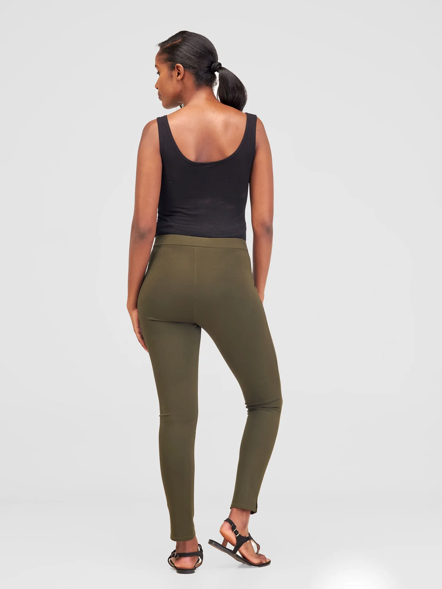 Vivo Faraji Side Slit Leisure Pants - Hunters Green